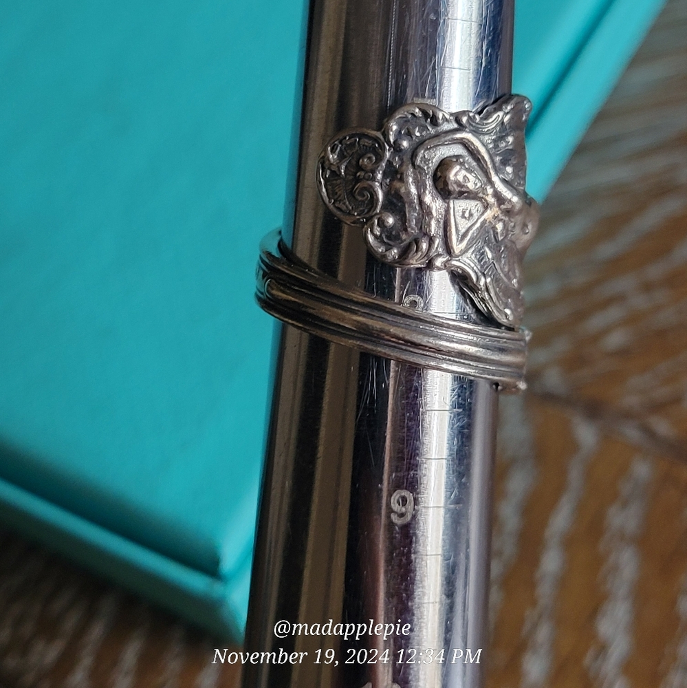 Vintage Sterling Silver Spoon Ring Goddess Woman Nude Muse Nymph Designer #133 - Picture 13 of 13